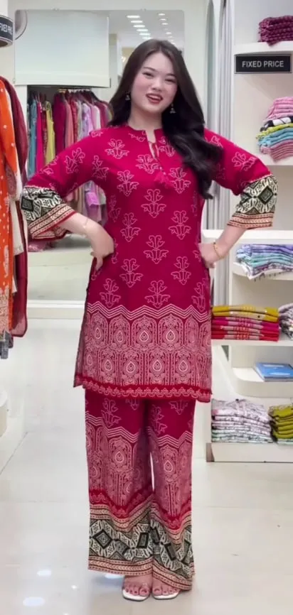 ATQ 1009 Reyon Cotton Office & Daily Wear Co Ord Set