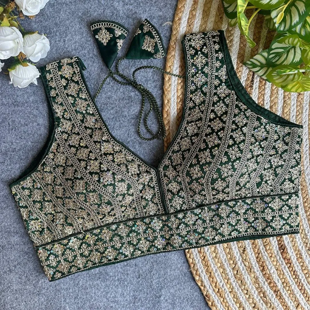 Ruhi kavya Silk Embroidery Sequence Work Wedding Readymade Blouse