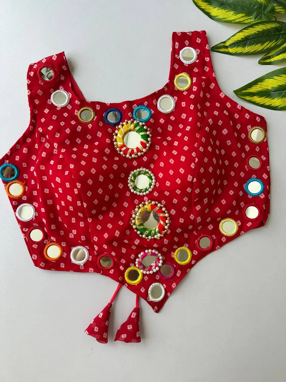 Ruhi 21 Georgette Bandhani Mirror Work Navratri Trending Readymade Blouse