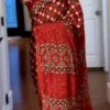 SS1010 5596 Japan Satin Ajarakh Printed Mirror Work Saree Collection