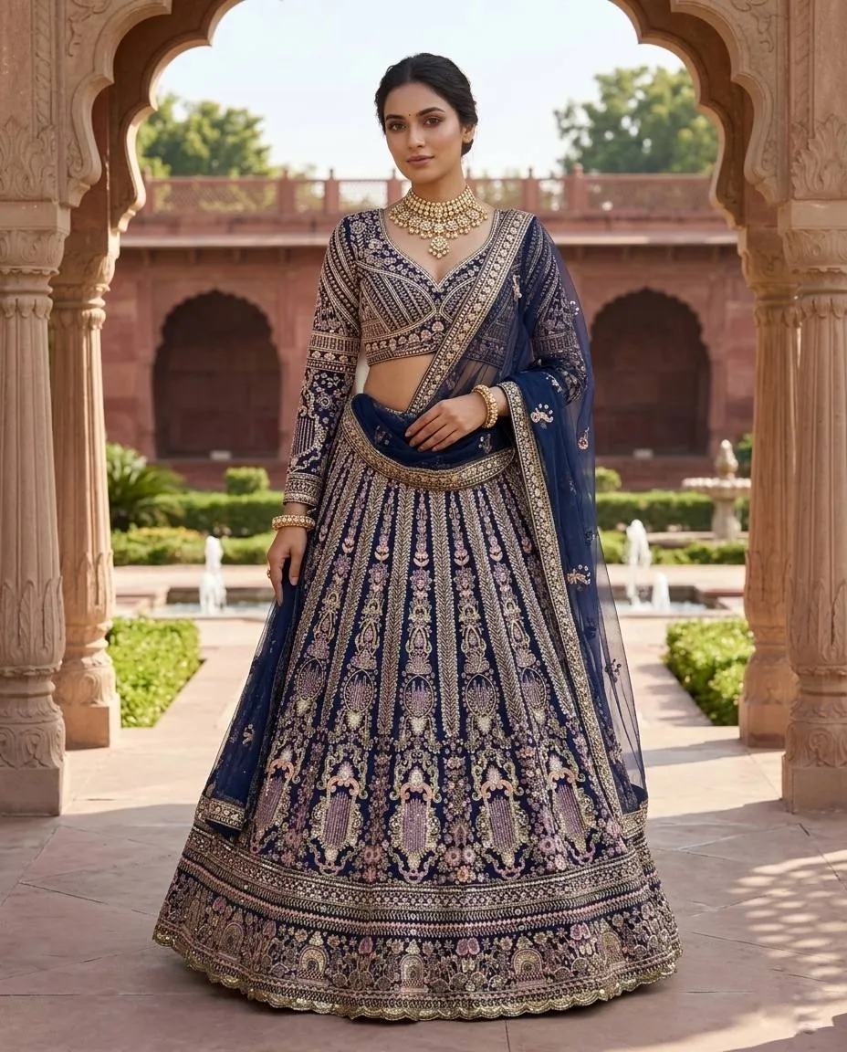 SBD 1855 Net Sequence Embroidery Work Wedding Lehenga Choli