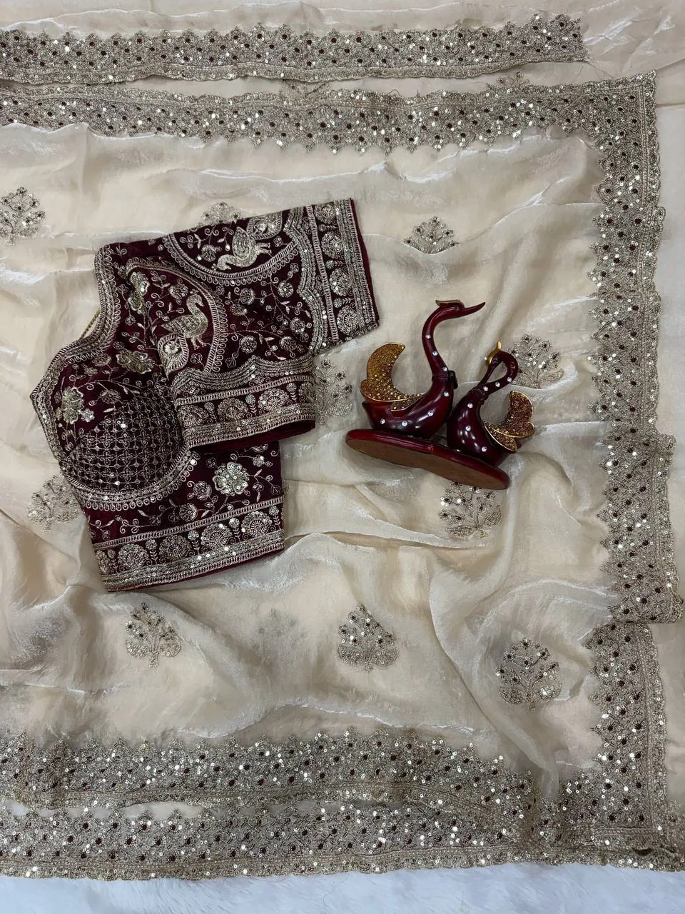 SS1010 5584 Fandy Satin Embroidery Wedding & Party Wear Saree