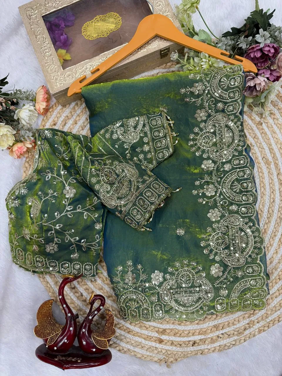 SS1010 5591 Two tone Space Silk Sequence Embroidery Work Wholesale Market
