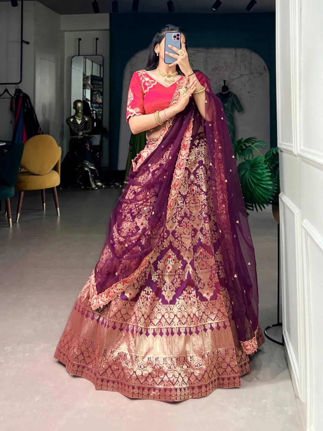 WMN 2062 Jacquard Silk Zari Work Party Wear Lehenga Choli Collection