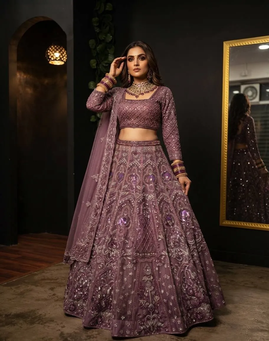 SBD 1861 Net Embroidery Sequence Work Party Wear Lehenga Choli