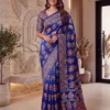 DKT 5181 Crape Silk DurgaPuja Ajrakh Printed Mirror Work Saree