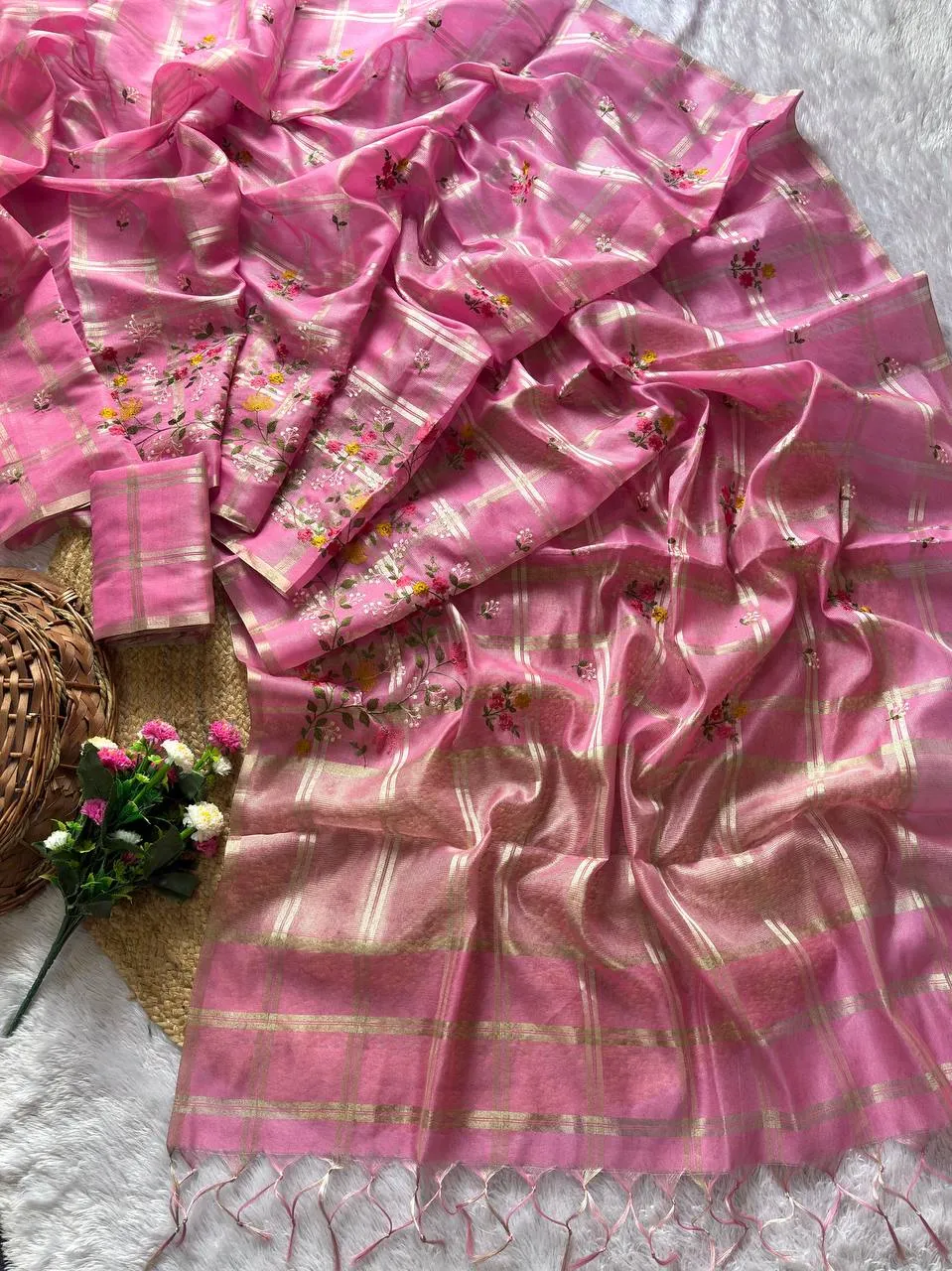 MHV Anita Tussar Silk Zari Embroidery Work Saree Collection