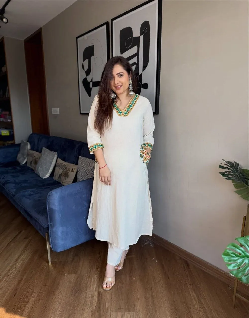 RRD Cotton Embroidery Festival Kurti Pant Set Collection