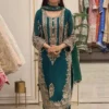 Sabina 1716 Georgette Embroidery Sequence Work Pakistani Kurti Pant Dupatta Set