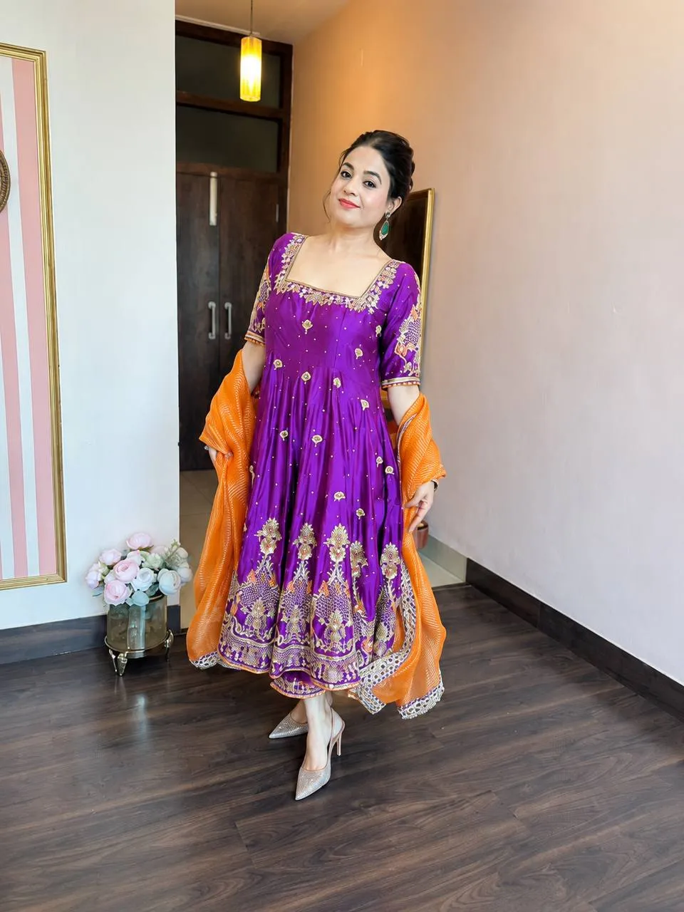 Sabina 6125 Silk Wedding Embroidery Zari Anarkali Gown Pant Dupatta
