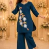 RRD Cotton Embroidery Hand Work Office Wear Kurti Pant