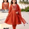 Latest Mishri Kids 1 Mal Chanderi Embroidery Kurti With Bottom Dupatta Wholesale 2026