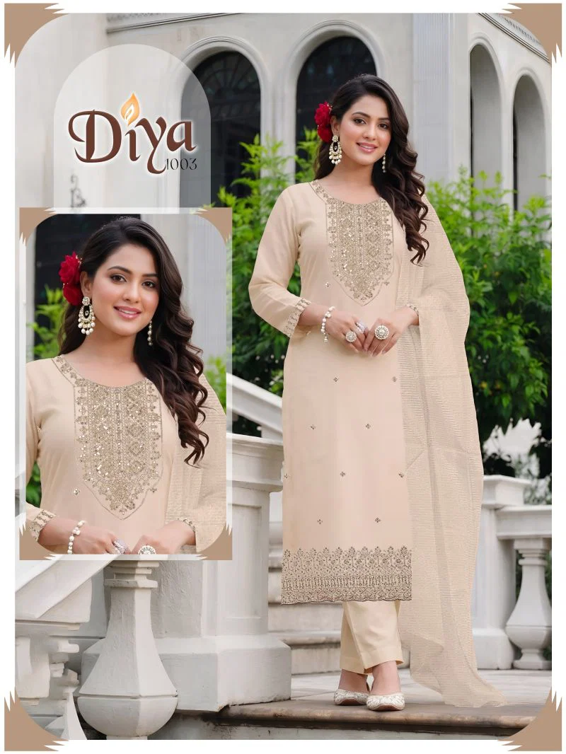 Latest Diya Vol 6 Roman Silk Embroidered Kurti With Bottom Dupatta Wholesale 2026