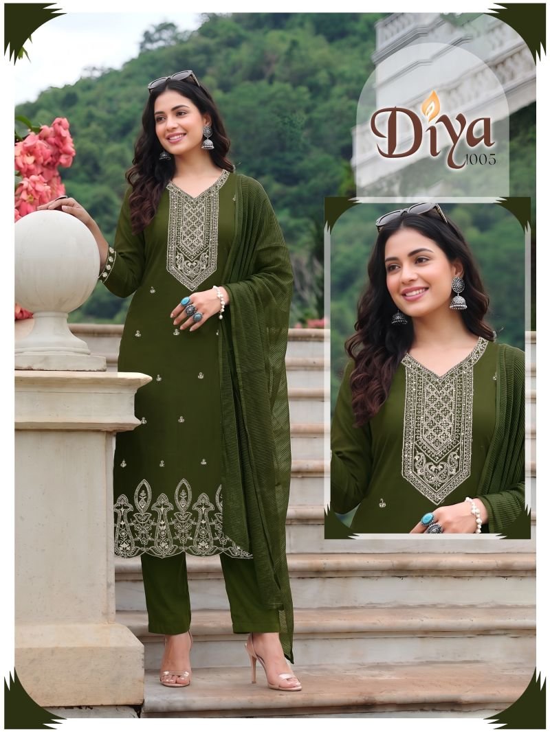 Latest Diya Vol 6 Roman Silk Embroidered Kurti With Bottom Dupatta Wholesale 2026