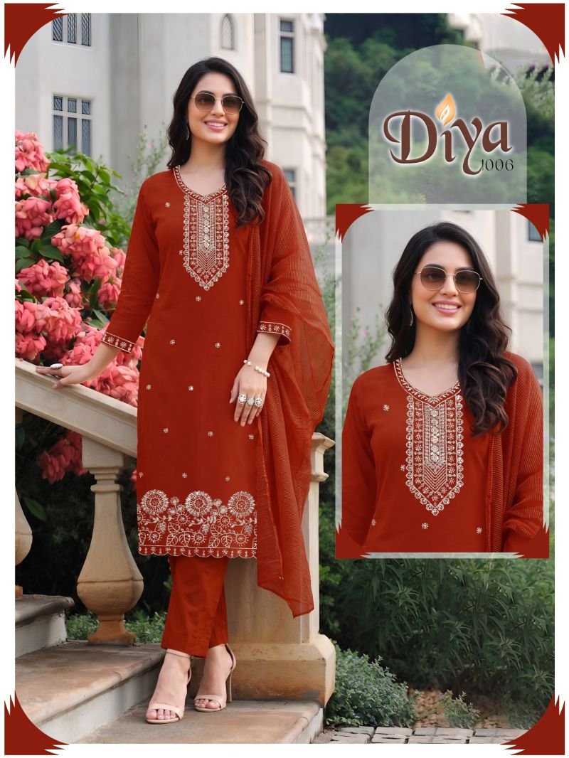 Latest Diya Vol 6 Roman Silk Embroidered Kurti With Bottom Dupatta Wholesale 2026