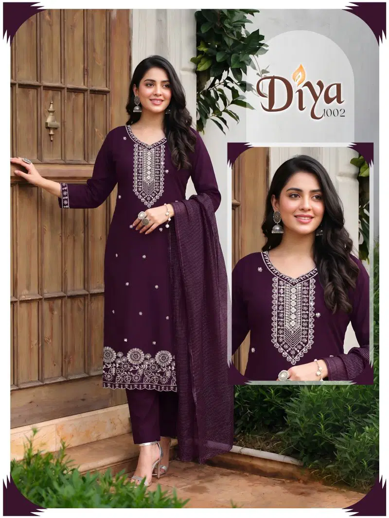 Latest Diya Vol 6 Roman Silk Embroidered Kurti With Bottom Dupatta Wholesale 2026