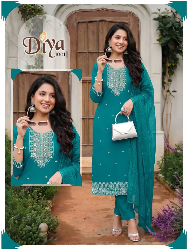 Latest Diya Vol 6 Roman Silk Embroidered Kurti With Bottom Dupatta Wholesale 2026