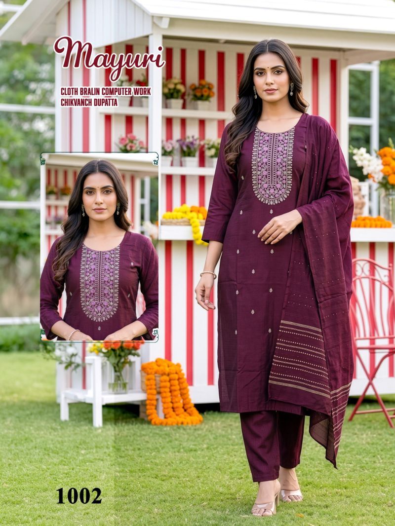 Buy Mayuri Vol 6 Barlin Computer Worked Kurti With Bottom Dupatta Wholesale 2026