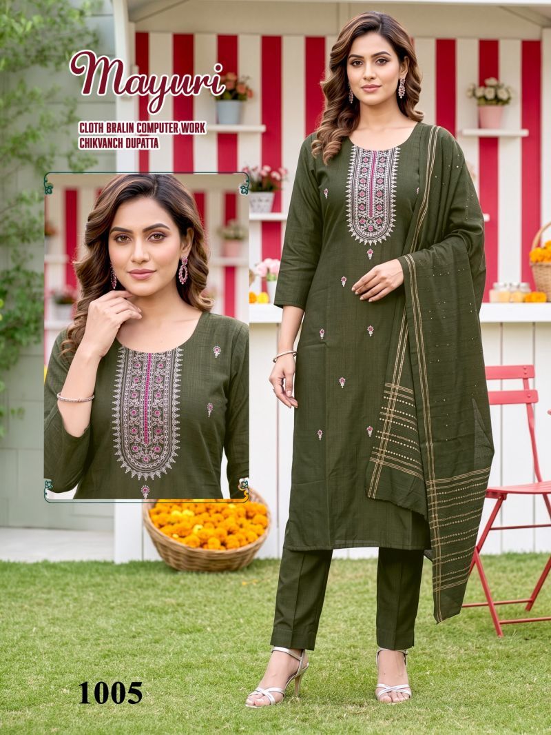 Buy Mayuri Vol 6 Barlin Computer Worked Kurti With Bottom Dupatta Wholesale 2026