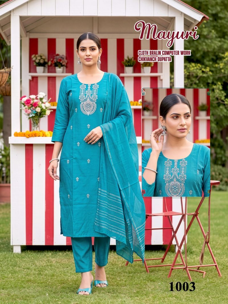 Buy Mayuri Vol 6 Barlin Computer Worked Kurti With Bottom Dupatta Wholesale 2026