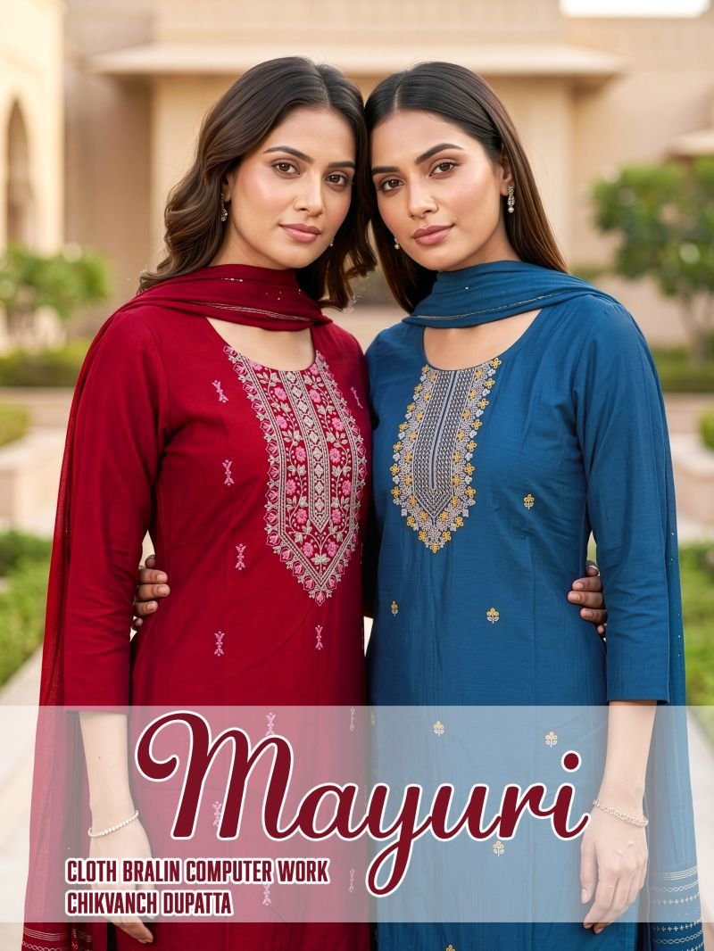 Mayuri Vol 6 Barlin Computer Worked Kurti With Bottom Dupatta Wholesale
