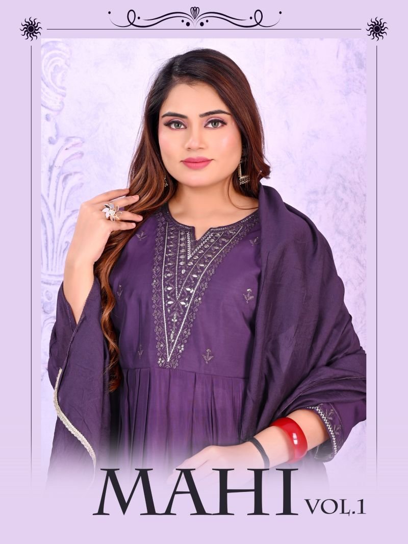 Mahi Vol 1 Roman Silk Anarkali Kuri Pant With Dupatta Wholesale