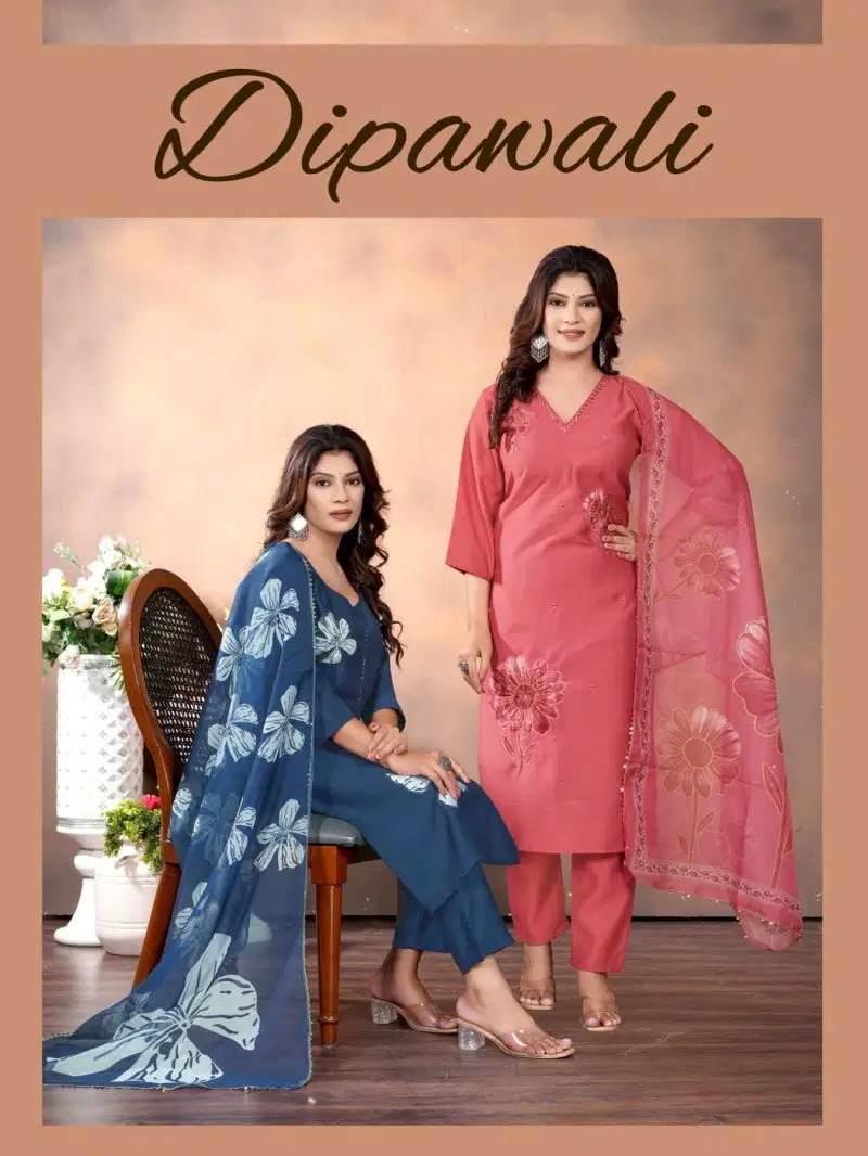 Dipawali Vol 1 Vertican Silk Digital Printed Kurti Pant With Dupatta Wholesale