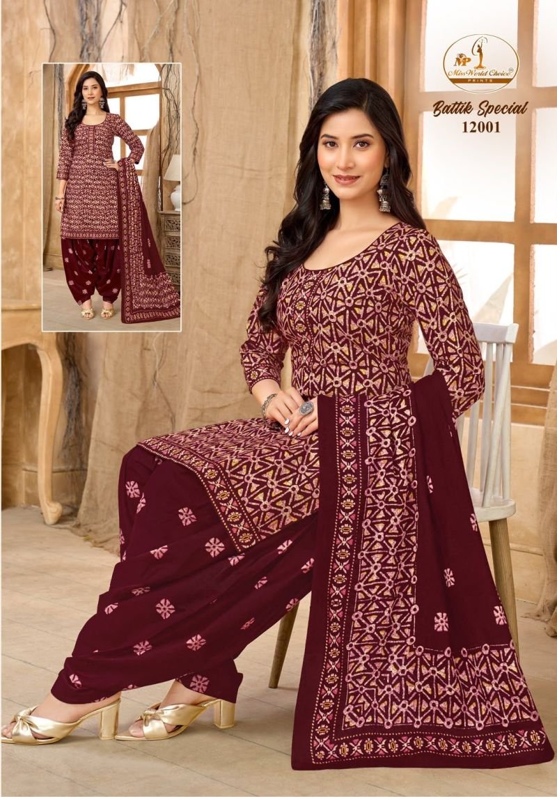 Miss World Battik Special Vol 12 Readymade Cotton Patiyala Dress Wholesale