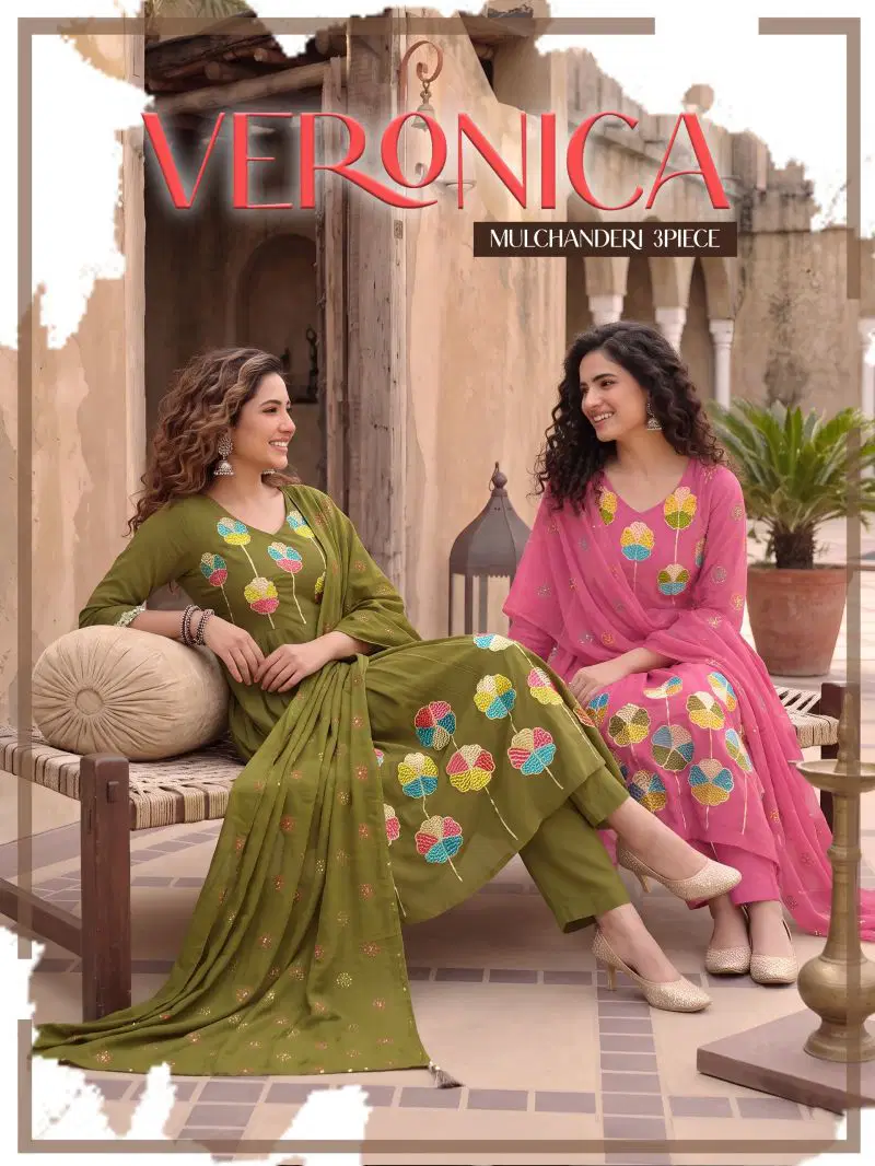 Veronica Vol 4 Mul Chanderi Fancy Kurti With Bottom Dupatta Wholesale