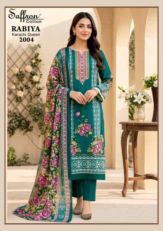 Beautiful Saffron Rabiya Vol 2 Readymade Indo Cotton Karachi Kurti Set Wholesale 2026