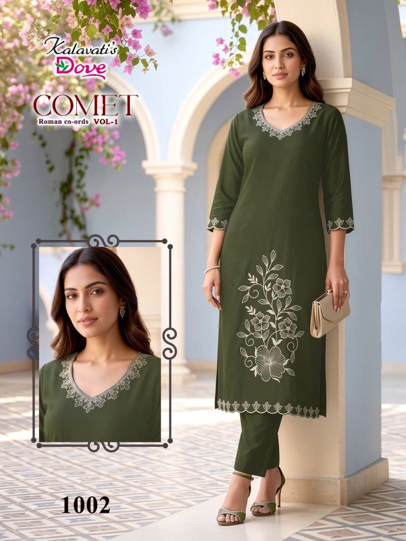 Buy Kalavatis Comet Vol 1 P V Roman Embroidery Kurti With Bottom Wholesale 2026