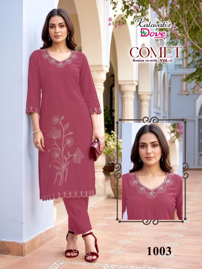 Buy Kalavatis Comet Vol 1 P V Roman Embroidery Kurti With Bottom Wholesale 2026