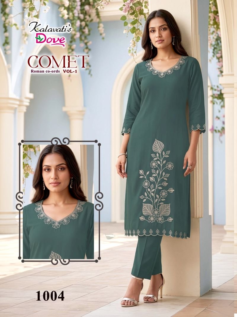 Buy Kalavatis Comet Vol 1 P V Roman Embroidery Kurti With Bottom Wholesale 2026