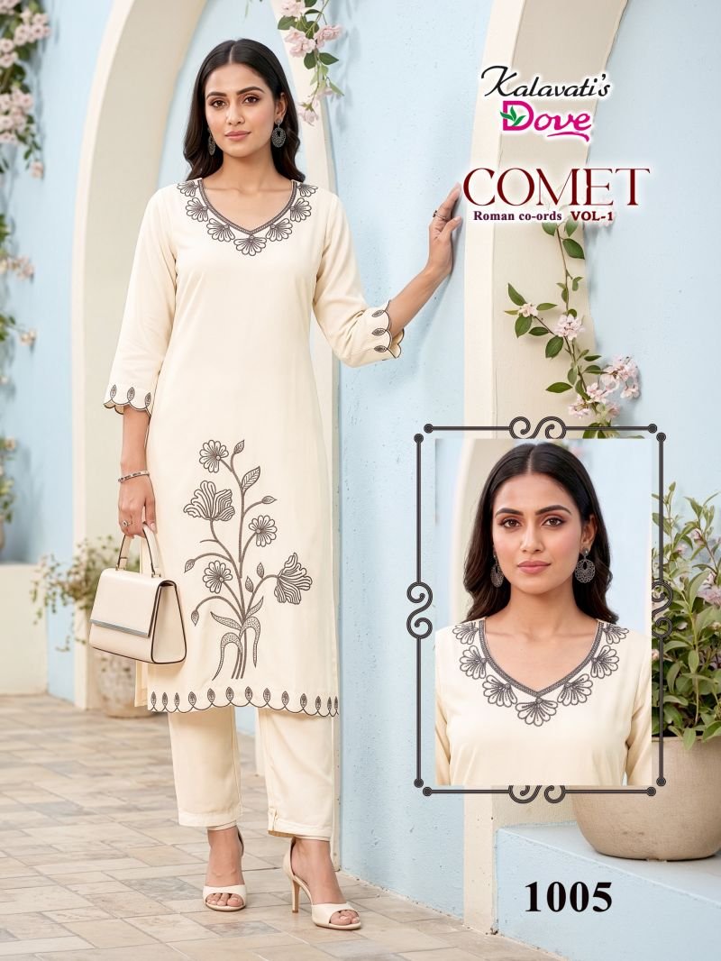 Buy Kalavatis Comet Vol 1 P V Roman Embroidery Kurti With Bottom Wholesale 2026