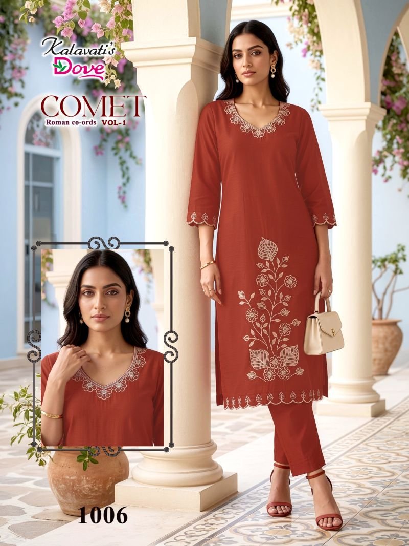 Buy Kalavatis Comet Vol 1 P V Roman Embroidery Kurti With Bottom Wholesale 2026