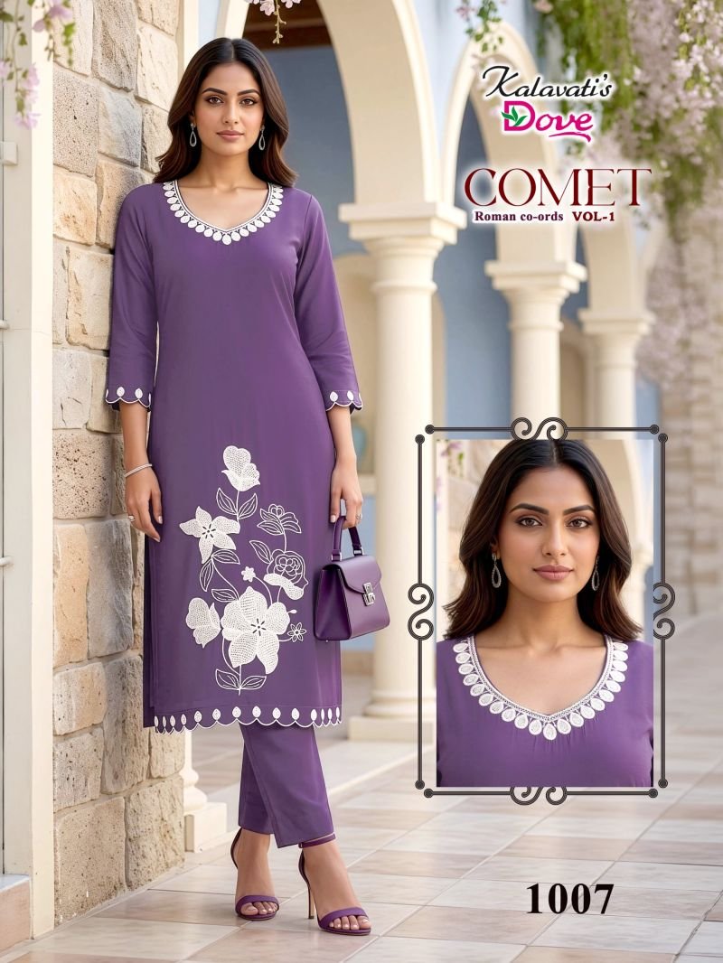 Buy Kalavatis Comet Vol 1 P V Roman Embroidery Kurti With Bottom Wholesale 2026