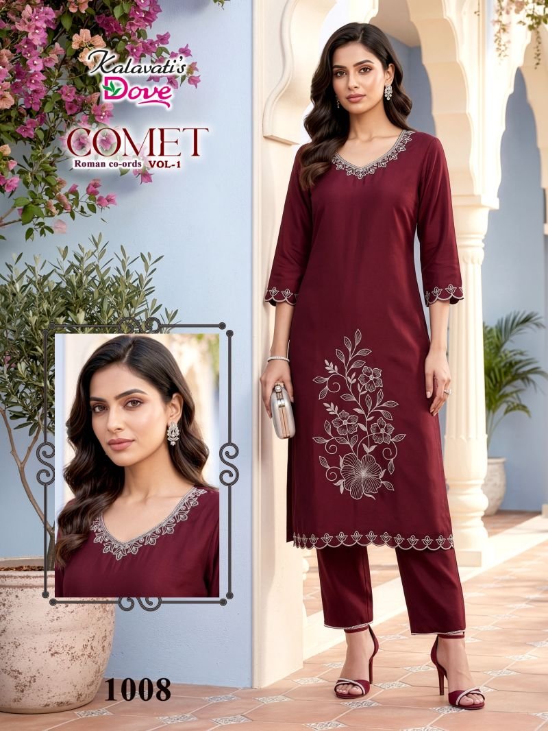 Buy Kalavatis Comet Vol 1 P V Roman Embroidery Kurti With Bottom Wholesale 2026
