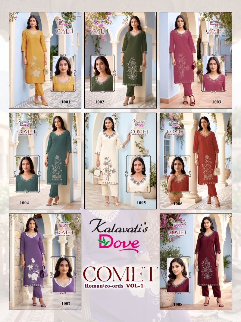 Buy Kalavatis Comet Vol 1 P V Roman Embroidery Kurti With Bottom Wholesale 2026