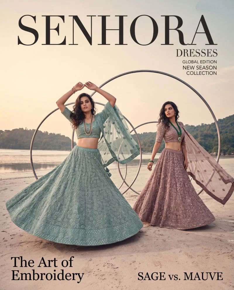 Senhora 7113  Pure Butterfly Net Embroidered Engagement Lehenga Wholesale