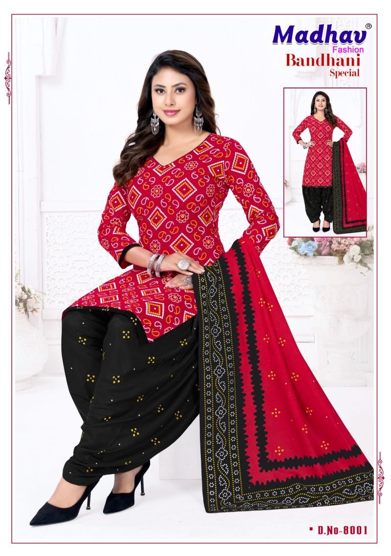 Madhav Bandhani Special Vol 8 Cotton Daily Wear Dress Material Wholesale