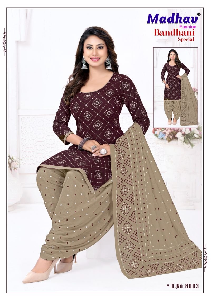 Madhav Bandhani Special Vol 8 Cotton Daily Wear Dress Material Wholesale