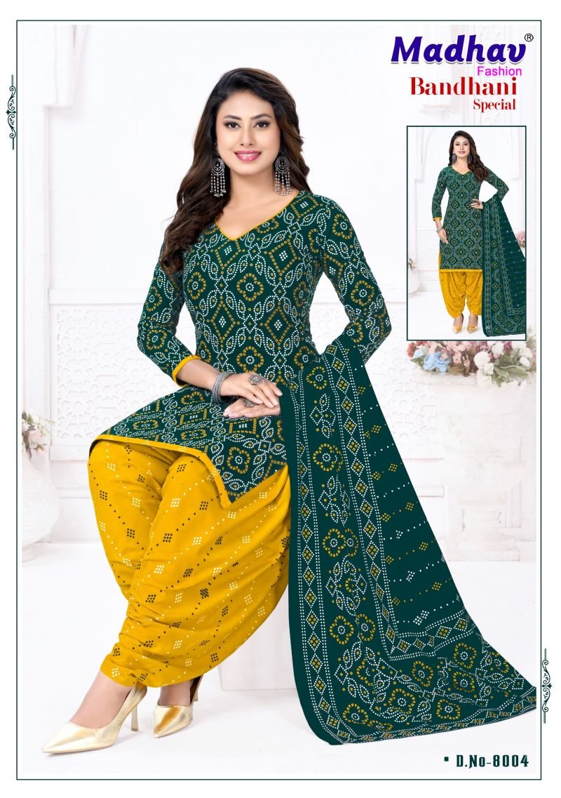 Madhav Bandhani Special Vol 8 Cotton Daily Wear Dress Material Wholesale