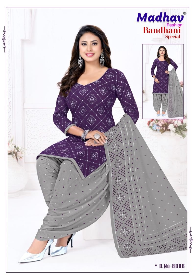 Madhav Bandhani Special Vol 8 Cotton Daily Wear Dress Material Wholesale