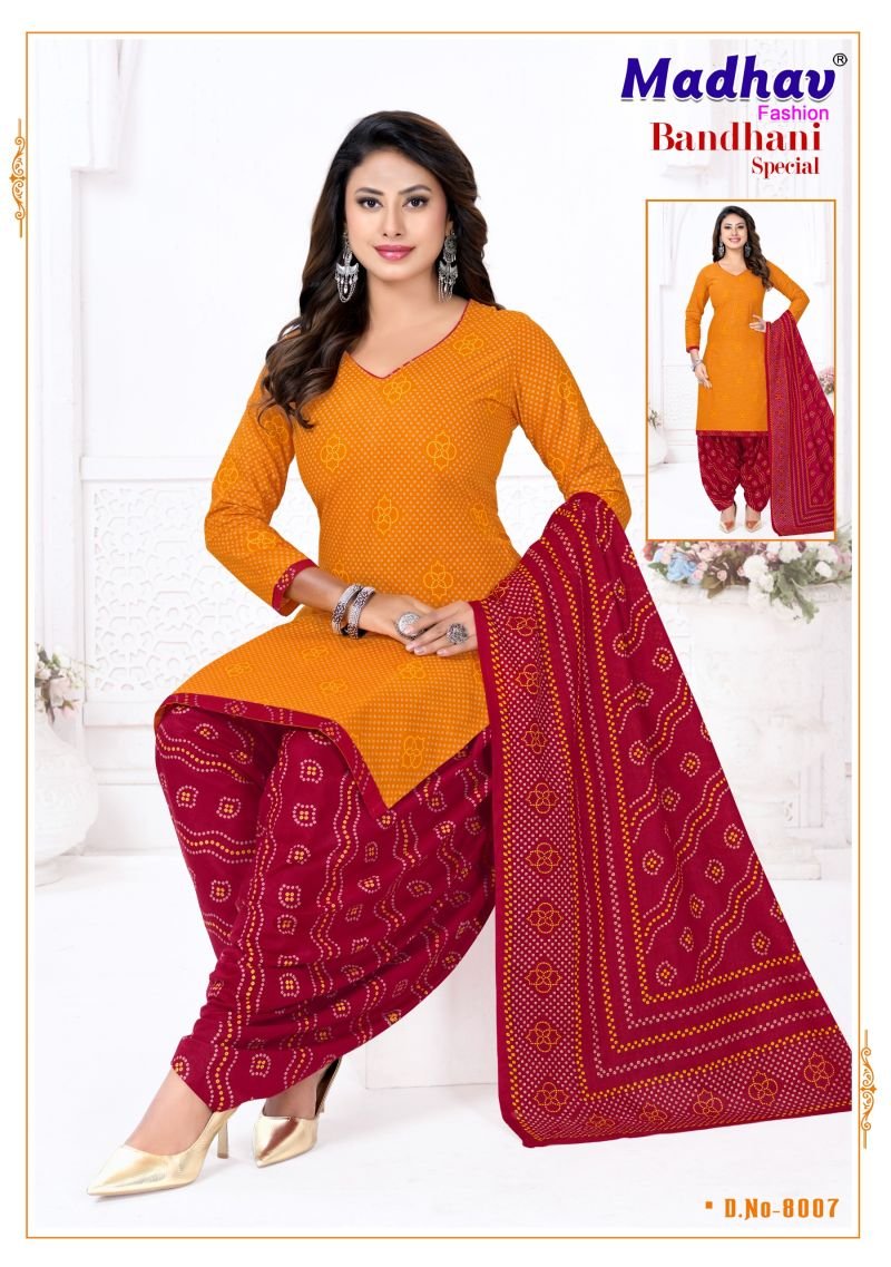 Madhav Bandhani Special Vol 8 Cotton Daily Wear Dress Material Wholesale