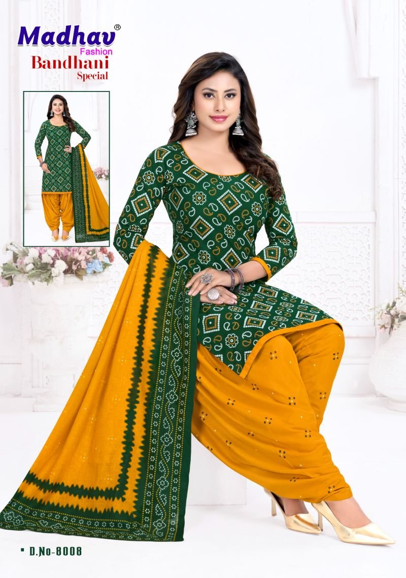 Madhav Bandhani Special Vol 8 Cotton Daily Wear Dress Material Wholesale
