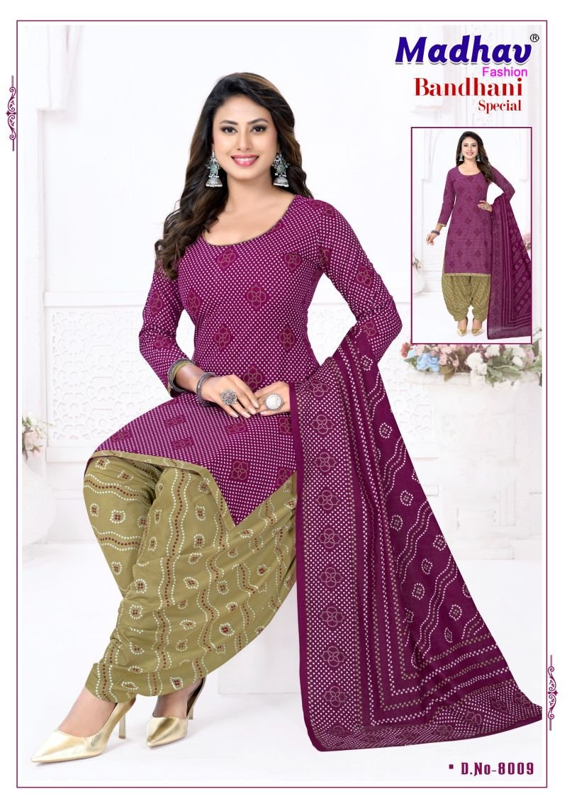 Madhav Bandhani Special Vol 8 Cotton Daily Wear Dress Material Wholesale