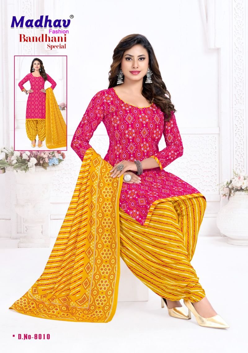 Madhav Bandhani Special Vol 8 Cotton Daily Wear Dress Material Wholesale