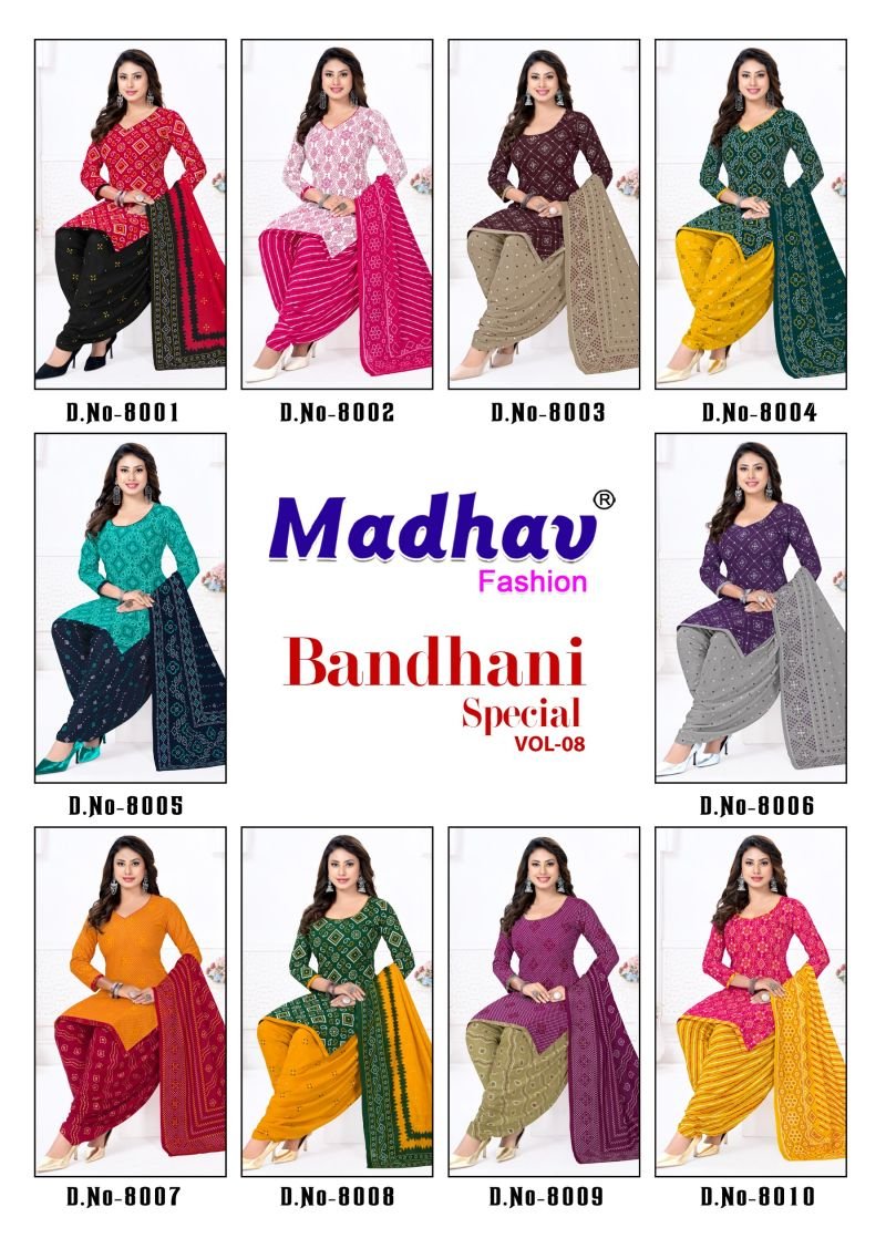 Madhav Bandhani Special Vol 8 Cotton Daily Wear Dress Material Wholesale