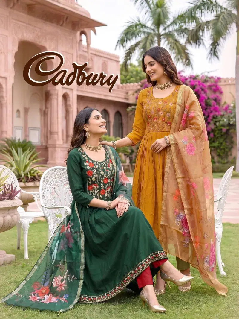 Cadbury Vol 1 Viscose Vertican Silk Umbrella Kurti Set Collection Wholesale