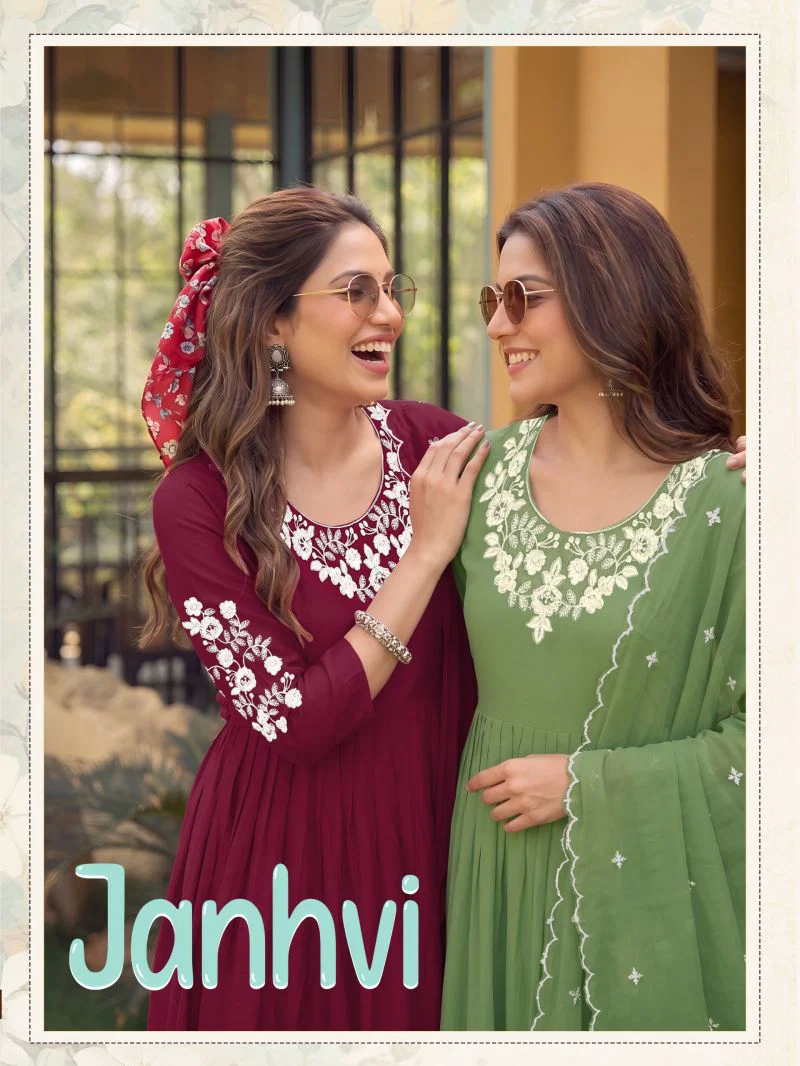 Janhvi Vol 2 Mul Chanderi Embroidered Kurti With Bottom Dupatta Wholesale